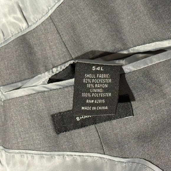 JF J Ferrar Suit Jacket Mens 54X BGLG Gray Sharkskin 2 Button Front Peak Lapel - Picture 14 of 16